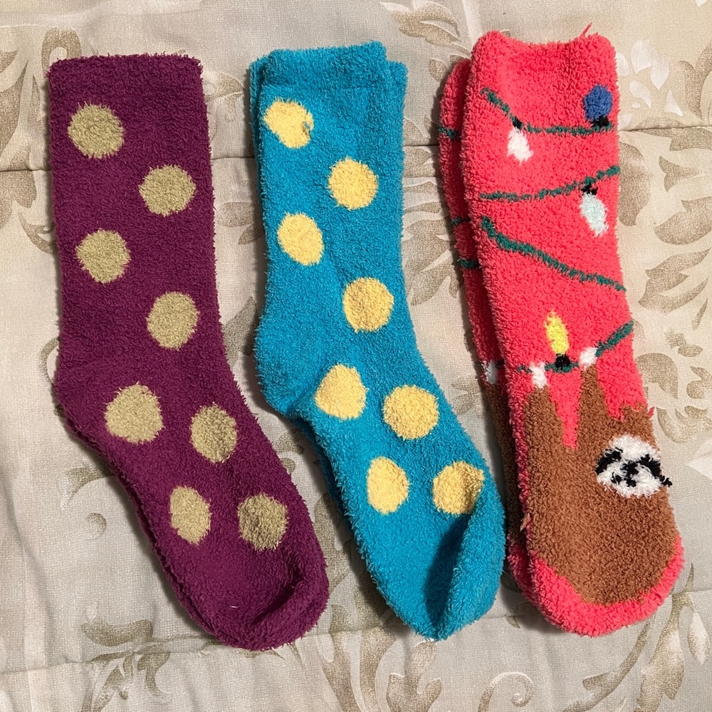 Fuzzy Socks Trio with Fun Patterns